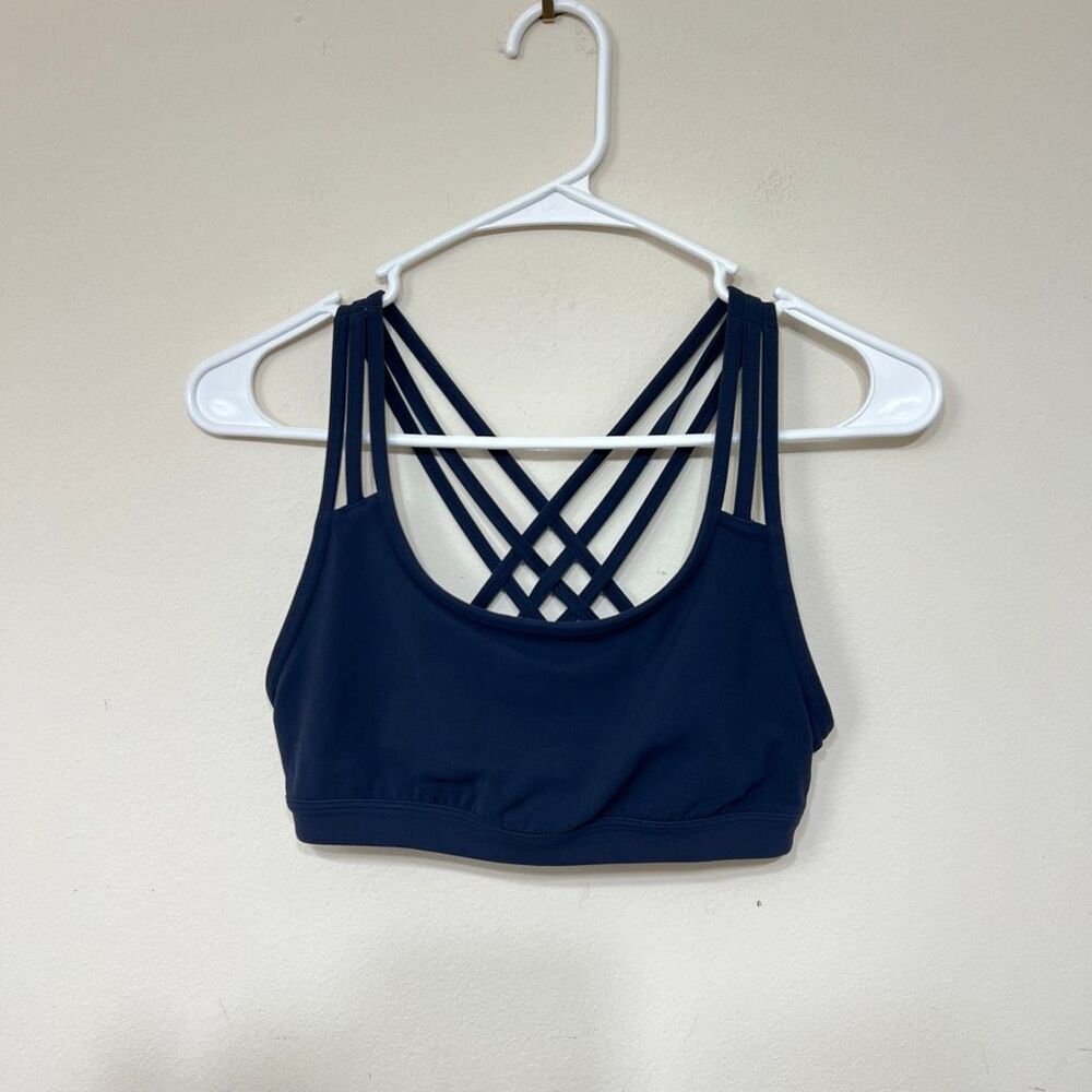 Athleta Navy Blue Sports Bra XS CrissCross Straps women